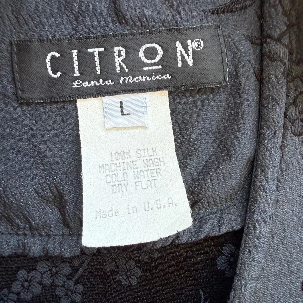 Citron Santa Monica Silk Burnout Velvet Floral Maxi Dress Black Sleeveless L